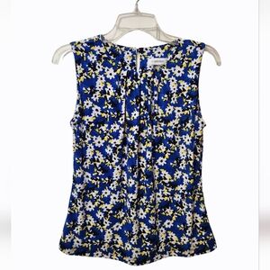 Calvin Klein Blue Floral Blouse-Petite Medium